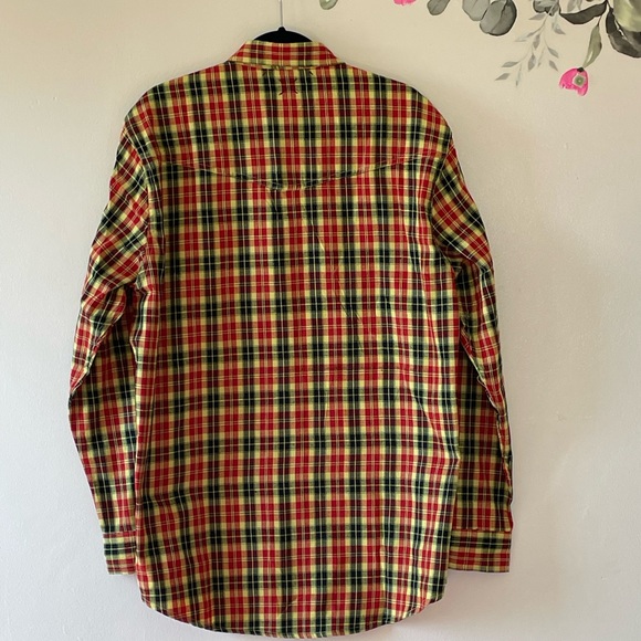 Detache Labs Yellow Plaid Button Down Shirt, Western Style Detail, Men's XL - Picture 3 of 11